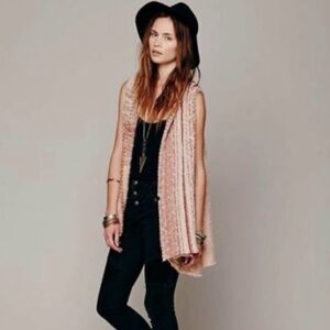 Free People In Your Arms Swing Sweater Cardigan Vest Camel Rose